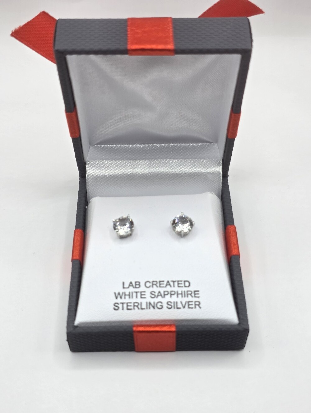Sterling Silver White Sapphire Stud Earrings